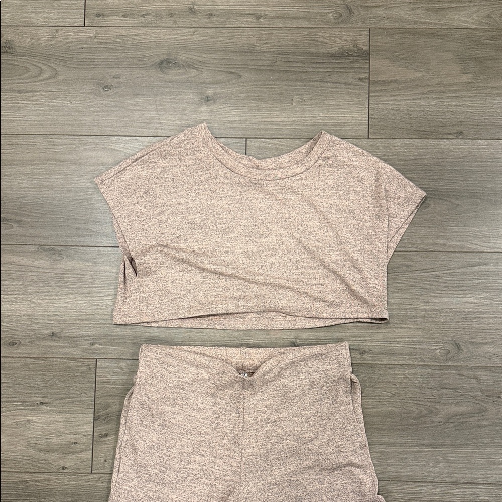 Heathered Crop Top and Pant Set